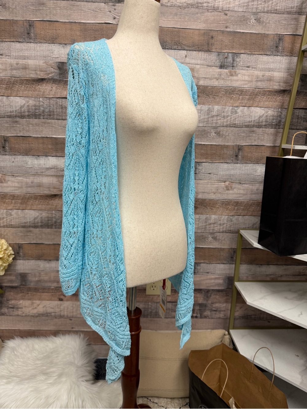 Ruby Rd. Light Blue Open Knit Cardigan - Picture 2 of 7